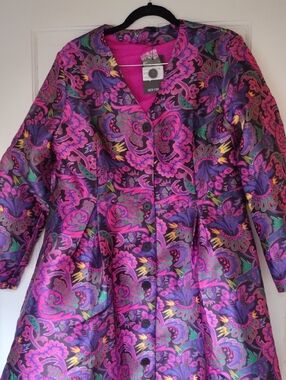 N By Nancy Pink & Purple Floral Brocade Coat